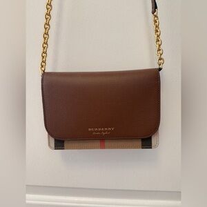 Burberry Brown and Gold Crossbody Bag